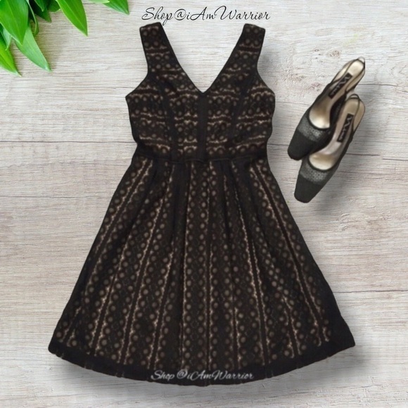 Loft NWT sleeveless geo lace a-line little black dress *shop@iamwarrior - Picture 4 of 7